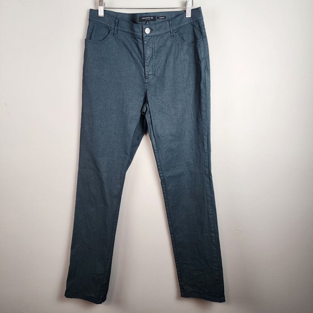 Lafayette 148 Women Thompson Pants Size 8 Teal  metallic shimmer